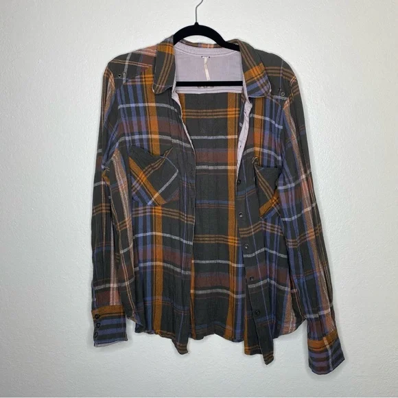 Free People Wesley Plaid Button Down Long Sleeve Top - Picture 4 of 10